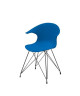 JAMES Lot de 4 chaises de salle a manger  Plastique bleu pied noir  Contemporain  L 54 x P 50 cm