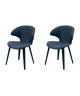 SAXO Lot de 2 chaises de salle a manger  Tissu bleu foncé  Pieds peuplier noir  Vintage  L 53 x P 53 cm