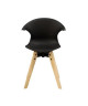 TIGA Lot de 4 chaises  Simili noir pied en chene laqué naturel blanchi  Contemporain  L 54 x P 50,5 cm