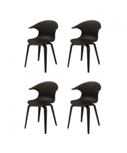 ICON Lot de 4 chaises de salle a manger  Noir  Style contemporain  L 54 x P 50 cm