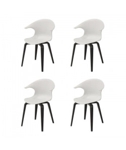 ICON Lot de 4 chaises de salle a manger  Blanc  Style contemporain  L 54 x P 50 cm