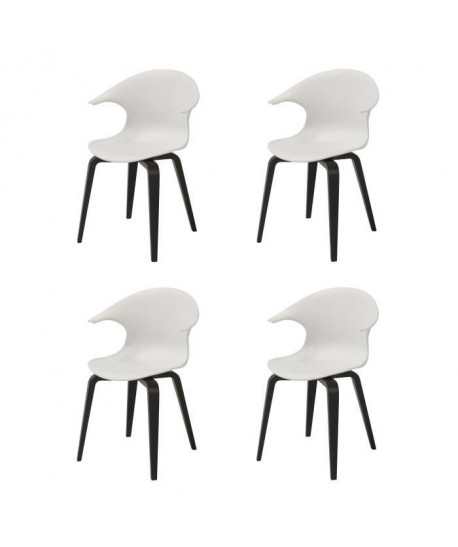 ICON Lot de 4 chaises de salle a manger  Blanc  Style contemporain  L 54 x P 50 cm