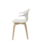 ICON Lot de 4 chaises de salle a manger  Plastique blanc pied chene  Contemporain  L 54 x P 50 cm