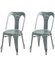 KRAFT Zoeli Lot de 2 chaises de salle a manger  Métal aluminium satiné  Style industriel  L 44 x P 53 cm