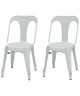 KRAFT Zoeli Lot de 2 chaises de salle a manger  Métal blanc mat  Style industriel  L 44 x P 53 cm