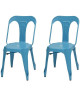 KRAFT Zoeli Lot de 2 chaises de salle a manger  Métal bleu satiné  Style industriel  L 44 x P 53 cm