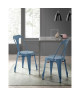 KRAFT Zoeli Lot de 2 chaises de salle a manger  Métal bleu satiné  Style industriel  L 44 x P 53 cm