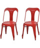 KRAFT Zoeli Lot de 2 chaises de salle a manger  Métal rouge mat  Style industriel  L 44 x P 53 cm