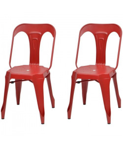 KRAFT Zoeli Lot de 2 chaises de salle a manger  Métal rouge mat  Style industriel  L 44 x P 53 cm