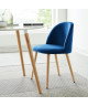 MACARON chaise de salle a manger  Velours bleu  Scandinave  L 50 x P 50 cm