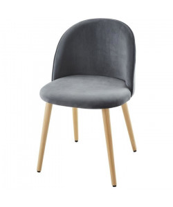 MACARON chaise de salle a manger  Velours gris  Scandinave  L 50 x P 50 cm