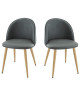 MACARON Lot de 2 chaises de salle a manger  Simili gris  Scandinave  L 50 x P 50 cm