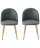 MACARON Lot de 2 chaises de salle a manger  Simili gris  Scandinave  L 50 x P 50 cm