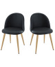 MACARON Lot de 2 chaises de salle a manger  Simili noir  Scandinave  L 50 x P 50 cm