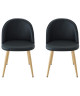 MACARON Lot de 2 chaises de salle a manger  Simili noir  Scandinave  L 50 x P 50 cm