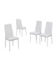 MAT Lot de 4 chaises de salle a manger  Simili blanc  Style contemporain  L 39 x P 40 cm