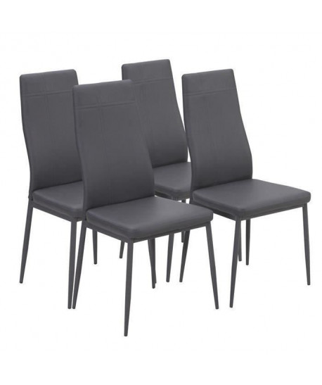 MAT Lot de 4 chaises de salle a manger  Simili gris  Style contemporain  L 39 x P 40 cm