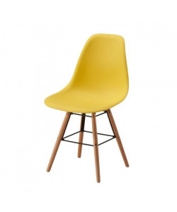 RENA Chaise salle a manger  Jaune  Pieds bois hetre massif  Scandinave L 52 x P 46,5 cm