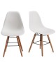 RENA Lot de 2 chaises salle a manger  Blanc  Pieds bois hetre massif  Scandinave  L 52 x P 46,5 cm