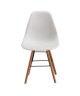 RENA Lot de 2 chaises salle a manger  Blanc  Pieds bois hetre massif  Scandinave  L 52 x P 46,5 cm