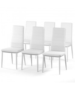 SAM Lot de 6 chaises de salle a manger en simili blanc  Style contemporain  L 50 x P 44 cm