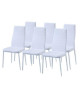 SAM Lot de 6 chaises de salle a manger en simili blanc  Style contemporain  L 50 x P 44 cm