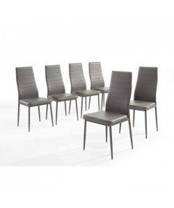 SAM Lot de 6 chaises de salle a manger en simili gris  Style contemporain  L 50 x P 44 cm