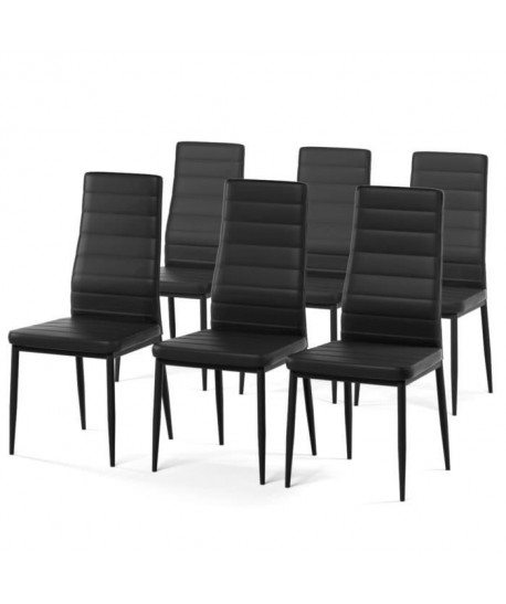 SAM Lot de 6 chaises de salle a manger en simili noir  Style contemporain  L 50 x P 44 cm