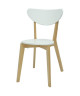 SMILEY Chaise de salle a manger en bois coloris bois naturel et blanc  Scandinave  L 37,5 x P 39,5 cm