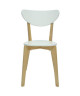 SMILEY Chaise de salle a manger en bois coloris bois naturel et blanc  Scandinave  L 37,5 x P 39,5 cm
