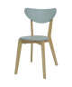 SMILEY Chaise de salle a manger en bois coloris bois naturel et gris  Scandinave  L 37,5 x P 39,5 cm