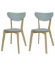 SMILEY Lot de 2 chaises de salle a manger en bois coloris bois naturel et gris  Scandinave  L 37,5 x P 39,5 cm