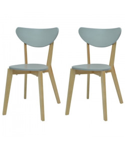 SMILEY Lot de 2 chaises de salle a manger en bois coloris bois naturel et gris  Scandinave  L 37,5 x P 39,5 cm