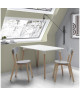 SMILEY Lot de 2 chaises de salle a manger en bois coloris bois naturel et gris  Scandinave  L 37,5 x P 39,5 cm