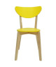 SMILEY Chaise de salle a manger en bois coloris bois naturel et jaune  Scandinave  L 37,5 x P 39,5 cm