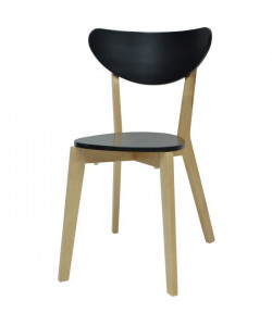 SMILEY Chaise de salle a manger en bois coloris bois naturel et noir  Scandinave  L 37,5 x P 39,5 cm