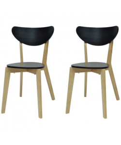 SMILEY Lot de 2 chaises de salle a manger en bois coloris bois naturel et noir  Scandinave  L 37,5 x P 39,5 cm
