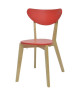 SMILEY Chaise de salle a manger en bois coloris bois naturel et rouge  Scandinave  L 37,5 x P 39,5 cm