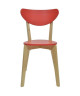 SMILEY Chaise de salle a manger en bois coloris bois naturel et rouge  Scandinave  L 37,5 x P 39,5 cm