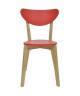 SMILEY Lot de 2 chaises de salle a manger en bois coloris bois naturel et rouge  Scandinave  L 37,5 x P 39,5 cm