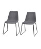 SOFIA Lot de 2 chaises de salle a manger en tissu gris  Style vintage  L 45 x P 38 cm