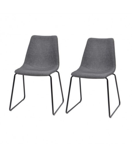 SOFIA Lot de 2 chaises de salle a manger en tissu gris  Style vintage  L 45 x P 38 cm