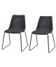 SOFIA Lot de 2 chaises de salle a manger en tissu noir  Style vintage  L 45 x P 38 cm