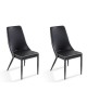 MILANO Lot de 2 Chaises en acier noir  Revetement simili noir  Contemporain  L 63 x P 47 cm