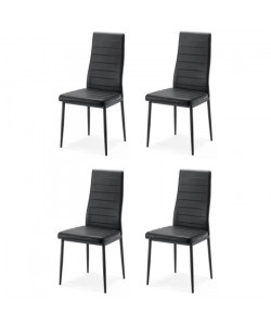 KENT B Lot de 4 chaises de salle a manger  Métal  Revetement en simili noir  Contemporain  L 51,5 x P 43 cm