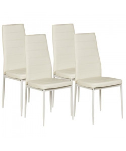 VOGUE Lot de 4 chaises de salle a manger  Simili blanc  Style contemporain  L 43,5 x P 52 cm