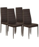 VOGUE Lot de 4 chaises de salle a manger  Simili marron  Style contemporain  L 43,5 x P 52 cm