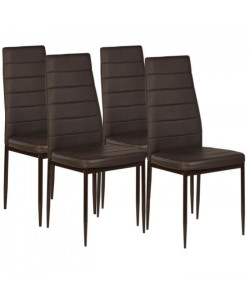 VOGUE Lot de 4 chaises de salle a manger  Simili marron  Style contemporain  L 43,5 x P 52 cm