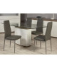 VOGUE Lot de 4 chaises de salle a manger  Simili gris foncé  Style contemporain  L 43,5 x P 52 cm