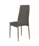 VOGUE Lot de 4 chaises de salle a manger  Simili gris foncé  Style contemporain  L 43,5 x P 52 cm